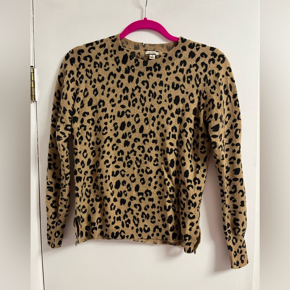 J. Crew Leopard Print Crew Neck Sweater